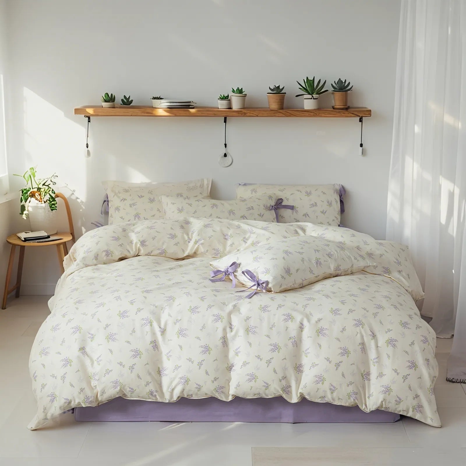 Elegant Lavender Luxurious Floral 100% Cotton Duvet Cover Set