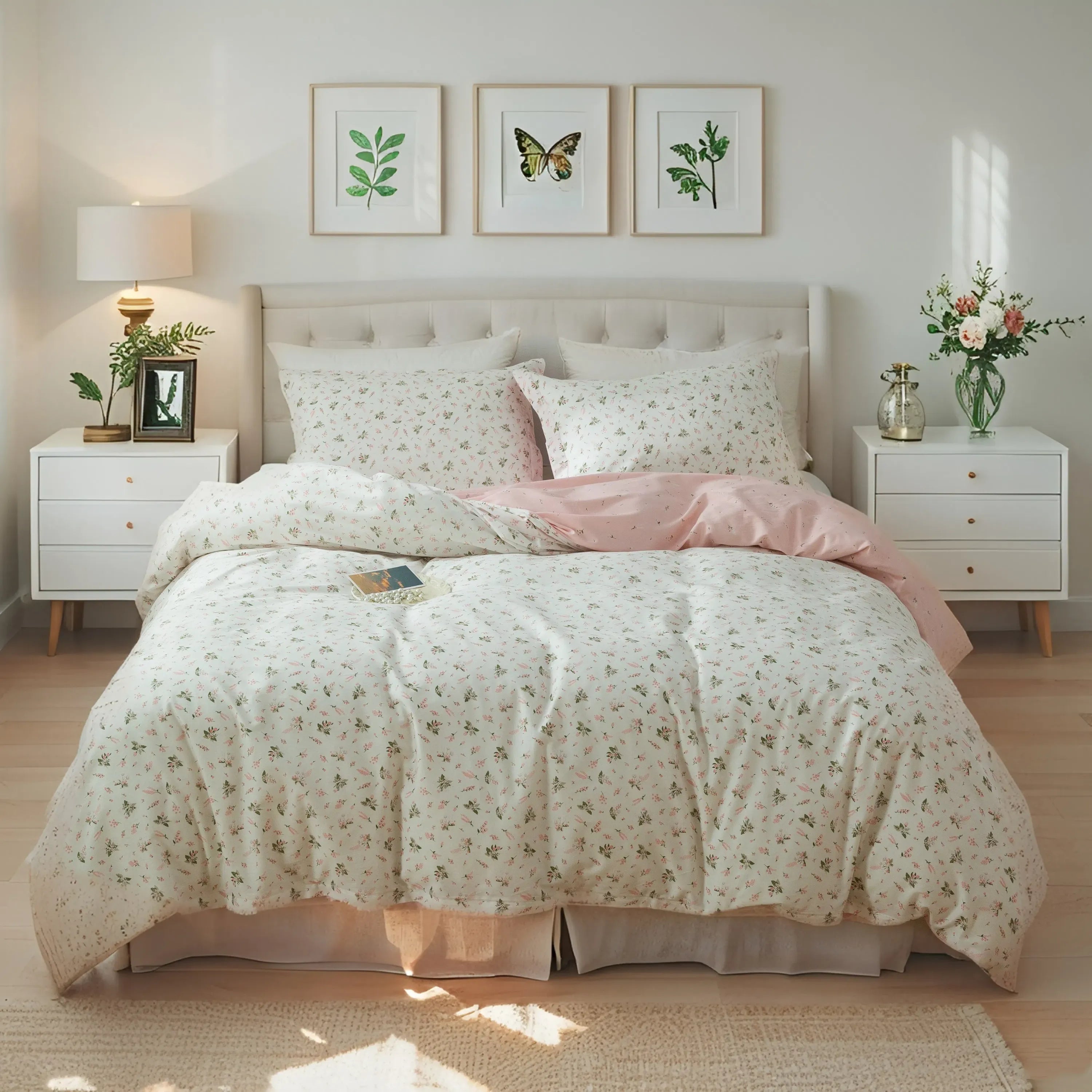 Graceful Petal Elegant Floral 100% Cotton Duvet Cover Set