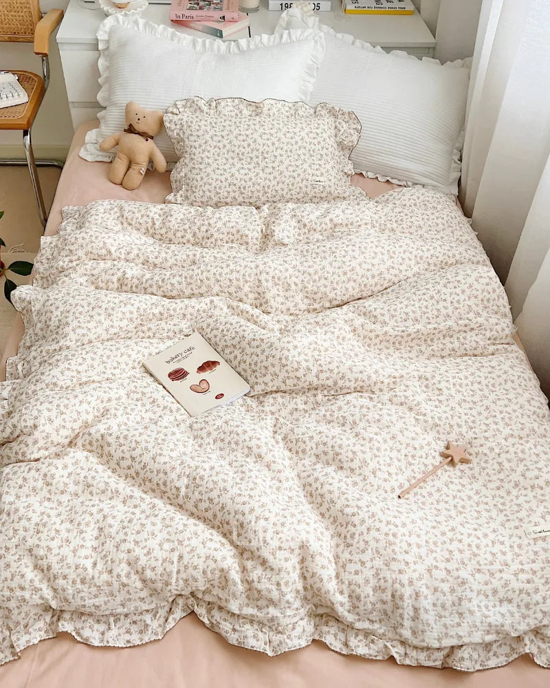 Camellia Blossom Soft Breathable 100 Cotton Muslin Floral Baby Duvet Lifevc