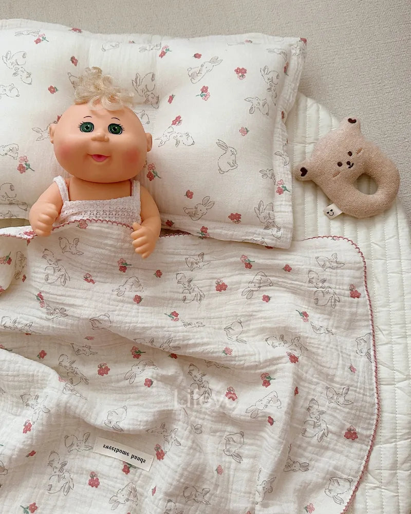 Camellia Bunny Lovely Beige 100% Cotton Muslin Baby Blanket