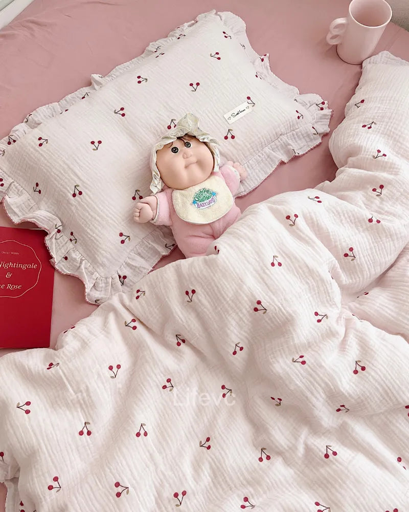 Cherry Blossom Dreams Soft Pink 100% Cotton Muslin Baby Pillowcase