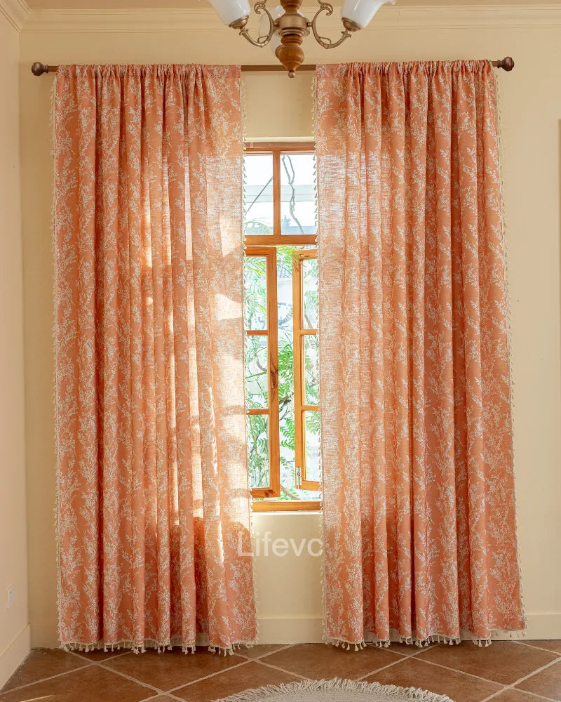 Citrus Fragrance Luxurious Floral Sheer Curtains