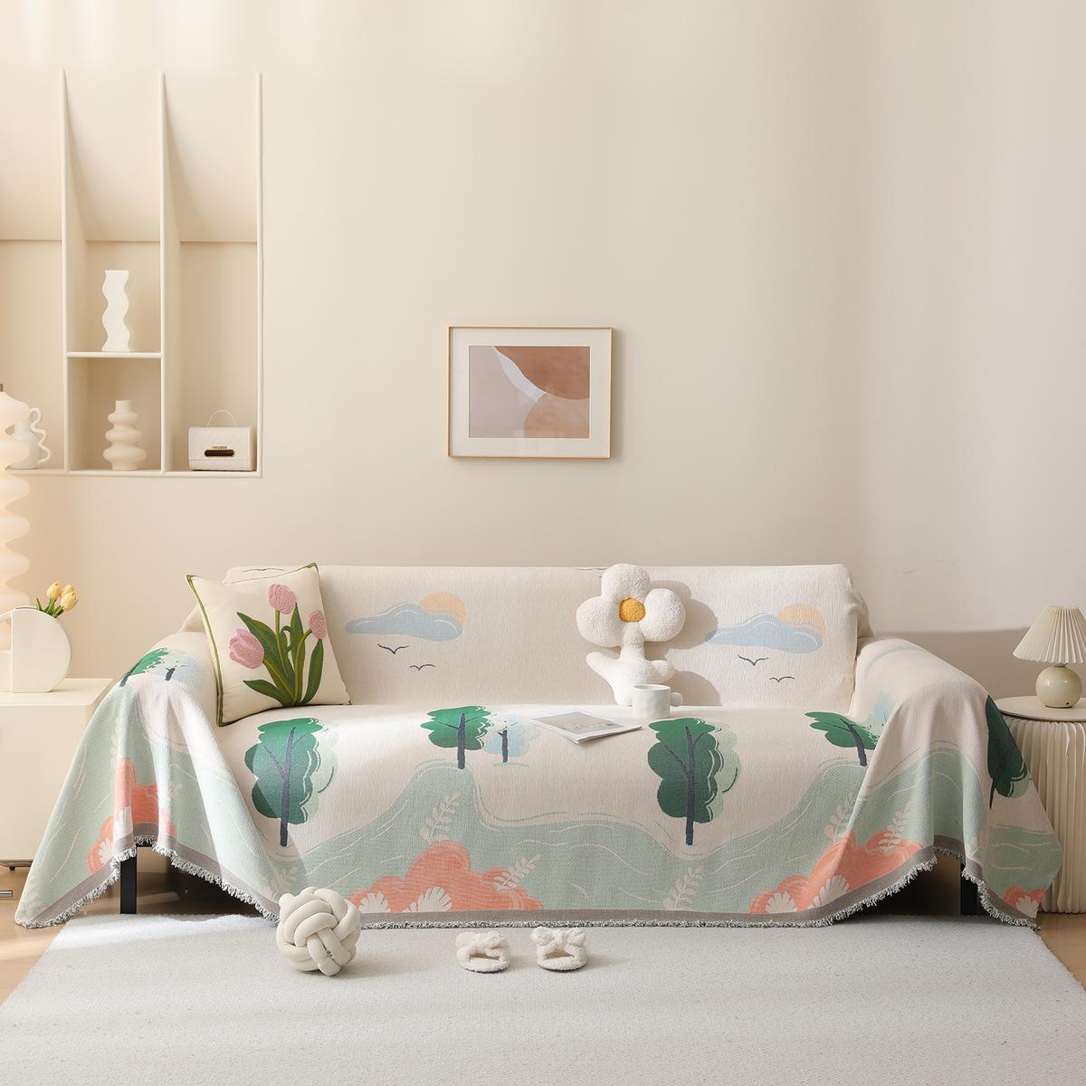 Abundant Forest Cute Tree Chenille Sofa Slipcover