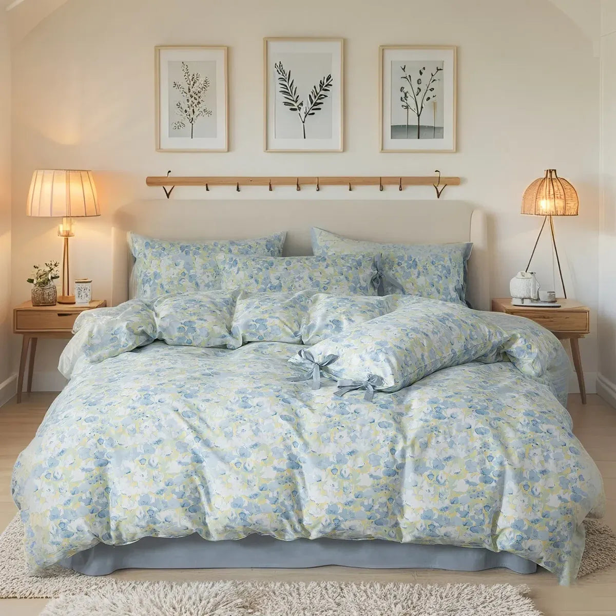 Charming Leaf Bow Tie 100% Cotton Comfortable Duvet Cover Set