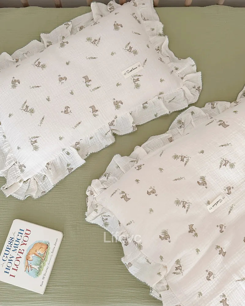 LC Cute Rabbit Print  Muslin Cotton Baby Pillowcase