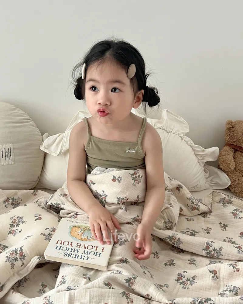 LC Floral Cotton Muslin Toddler Blanket For Kids Girls Boys