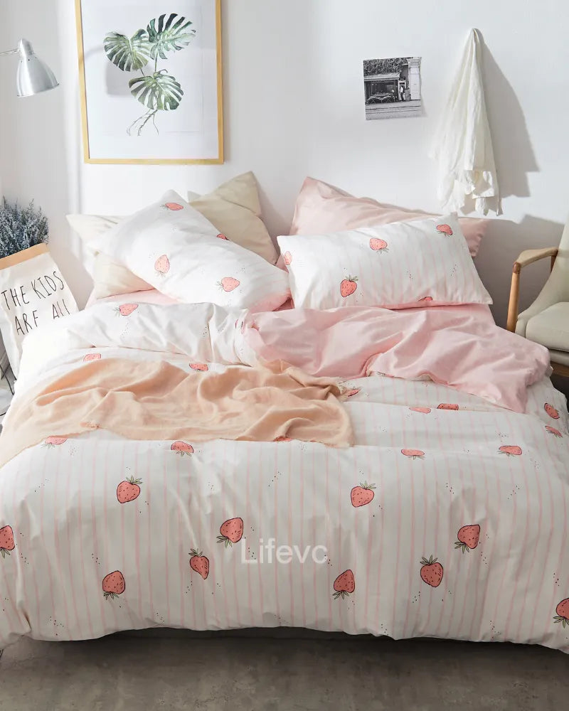 LC Soft Warm Duvet Covers Kawaii Print Comforter Cover Set