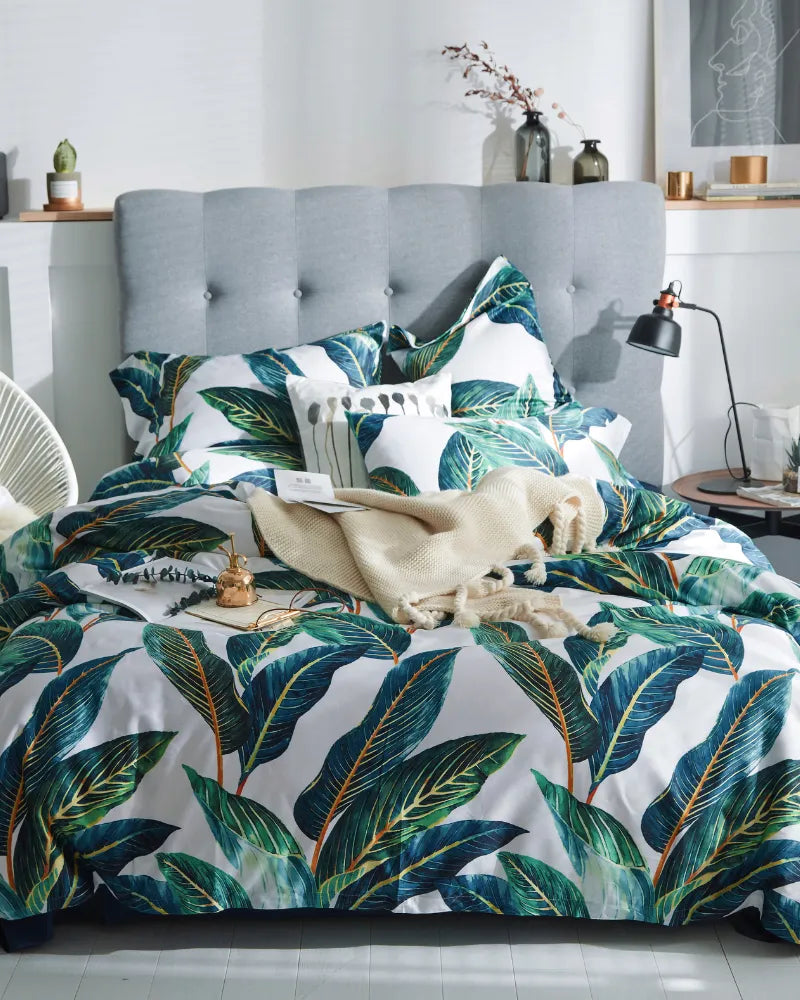 Leafscape Harmony Durable 100% Cotton Leaves Duvet Cover Set