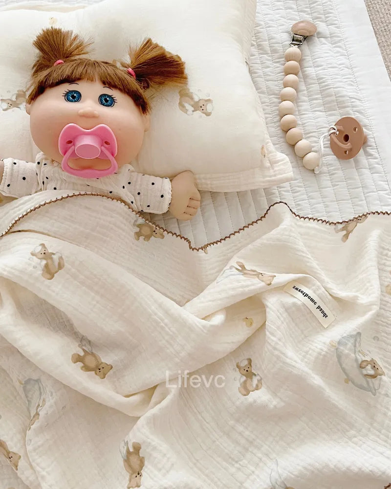 Playful Bear Hypoallergenic 100% Cotton Muslin Baby Blanket