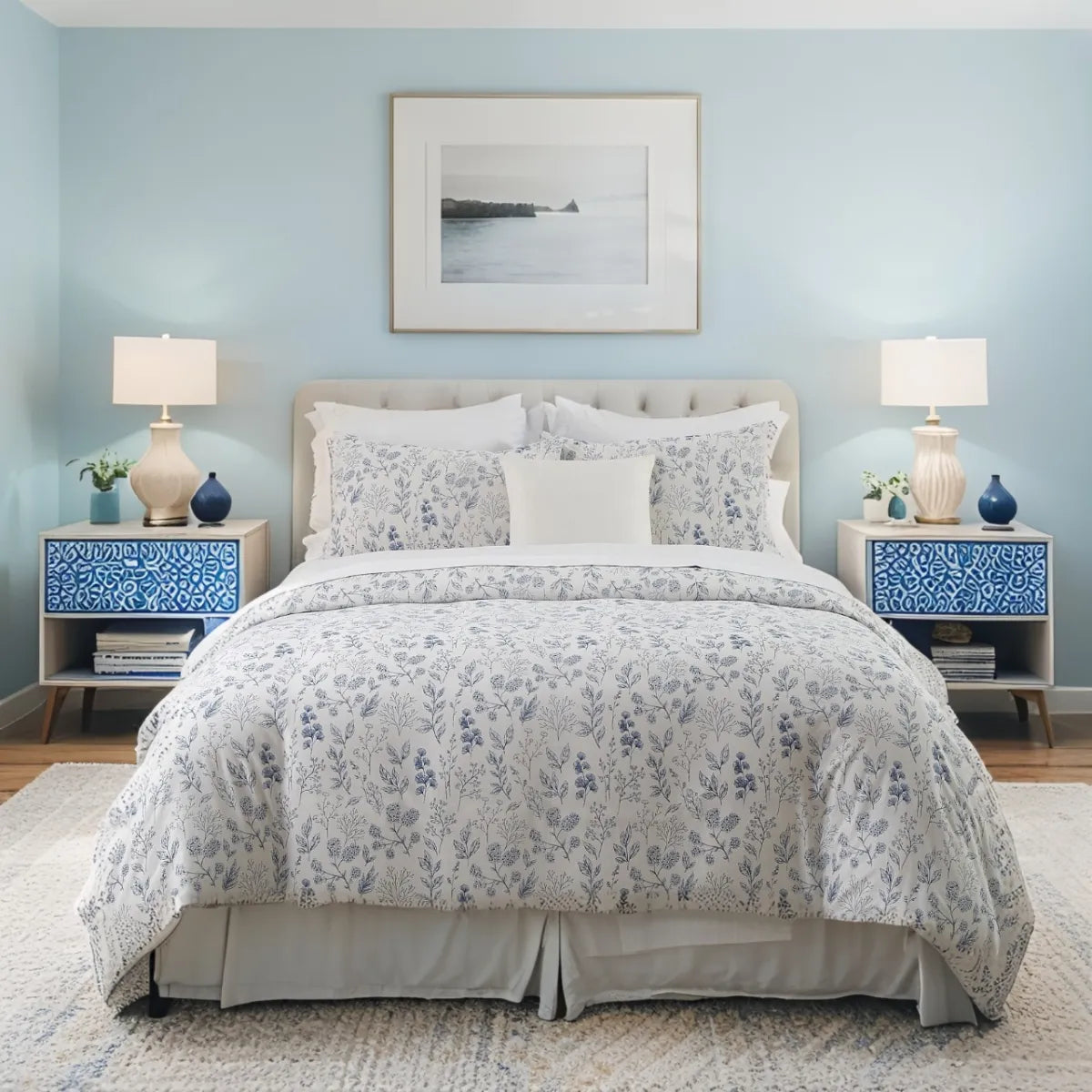 Tranquil Petal Cozy Soft Floral 100% Cotton Duvet Cover Set