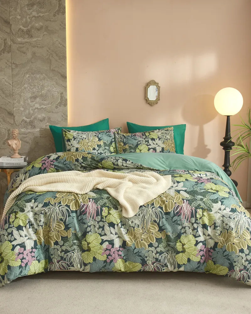 Tropical Retreat Soft Breathable 100% Cotton Floral Duvet Cover Set