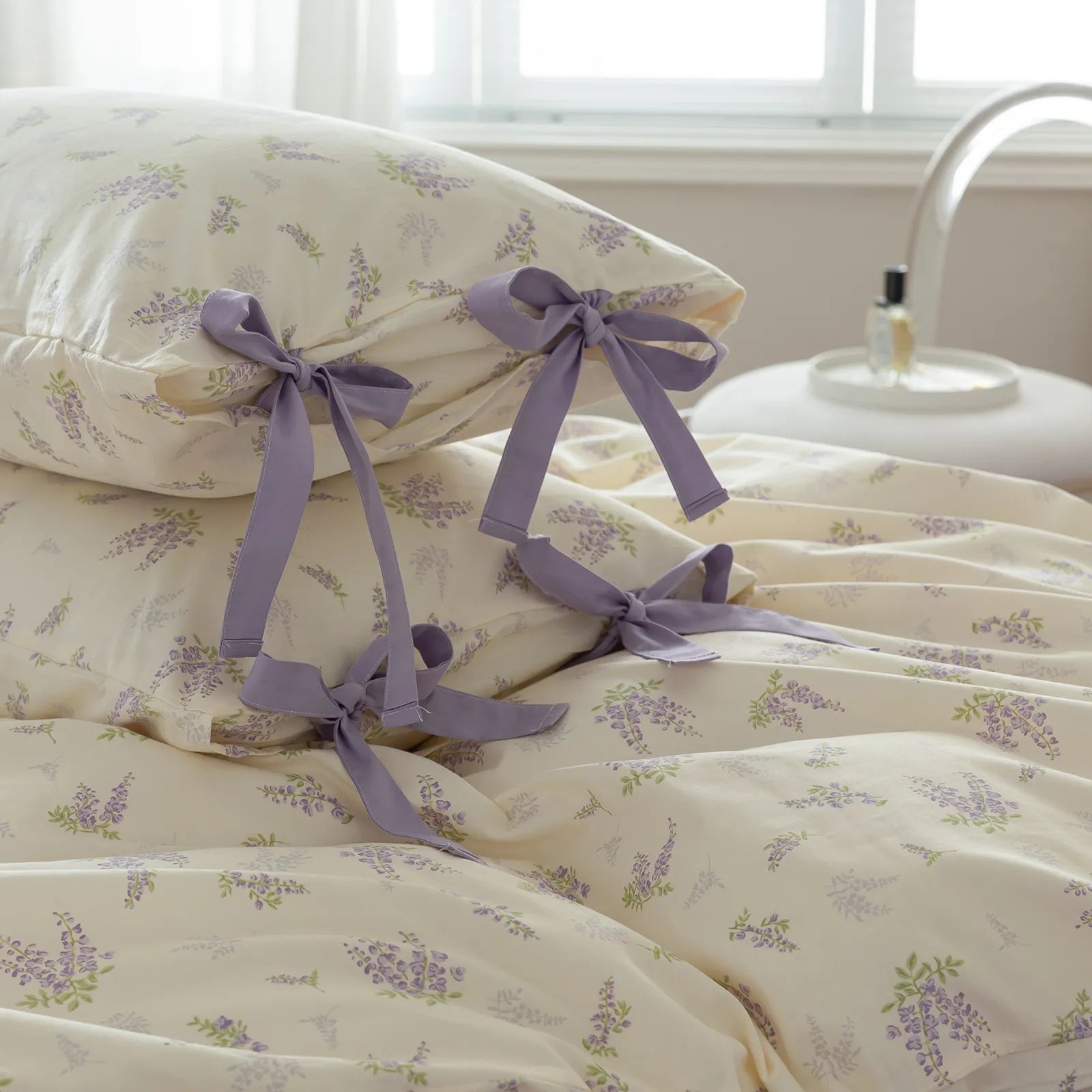 Elegant Lavender Luxurious Floral 100% Cotton Duvet Cover Set