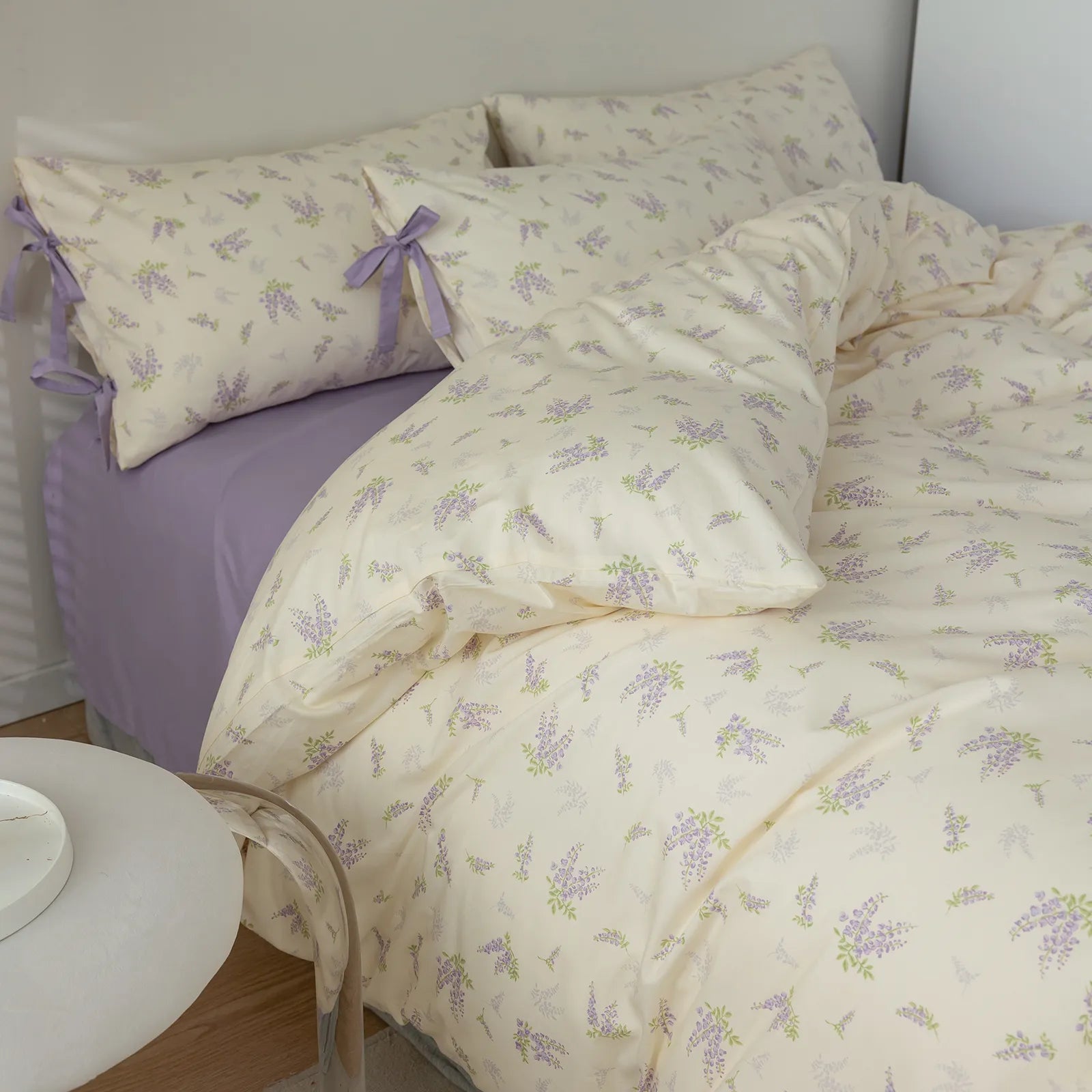 Elegant Lavender Luxurious Floral 100% Cotton Duvet Cover Set