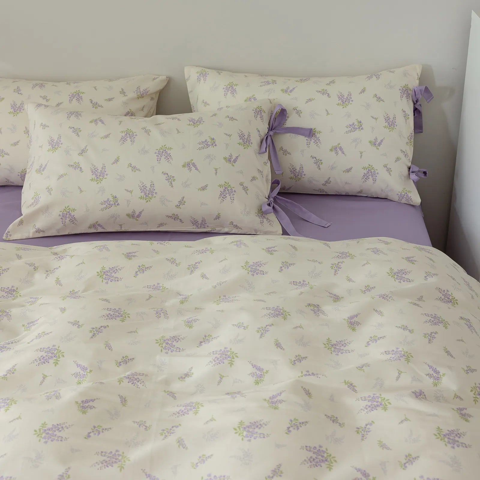 Elegant Lavender Luxurious Floral 100% Cotton Duvet Cover Set