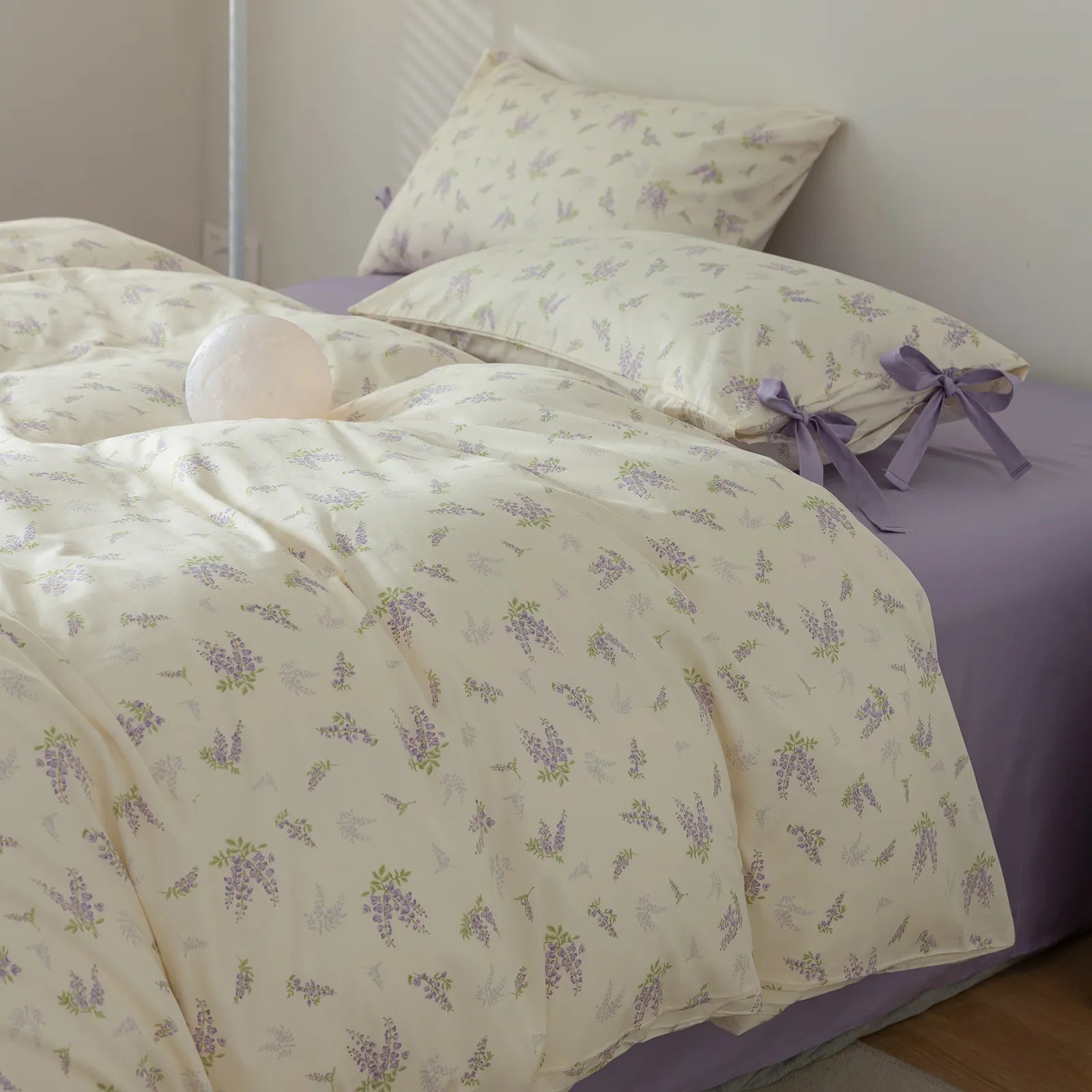 Elegant Lavender Luxurious Floral 100% Cotton Duvet Cover Set