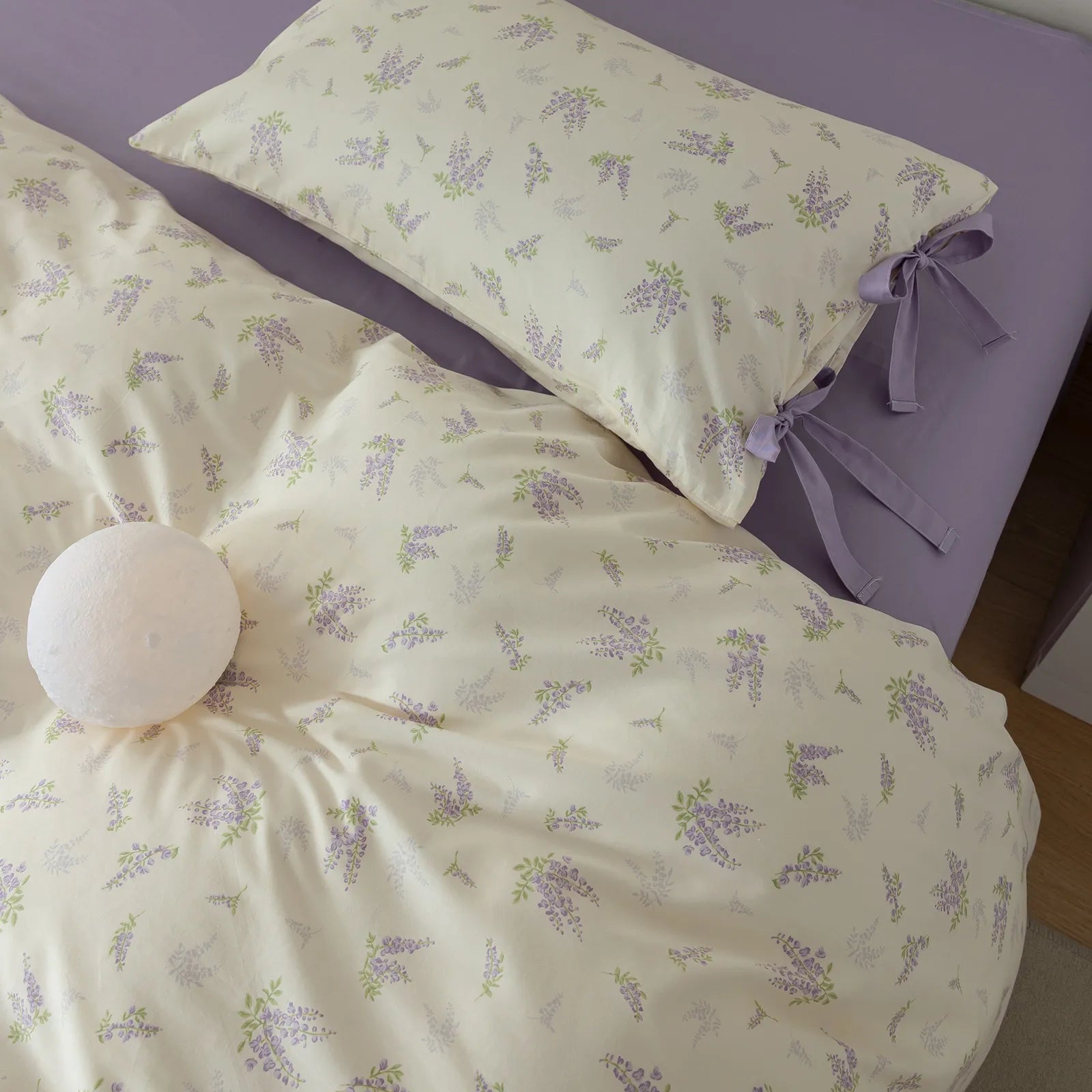 Elegant Lavender Luxurious Floral 100% Cotton Duvet Cover Set