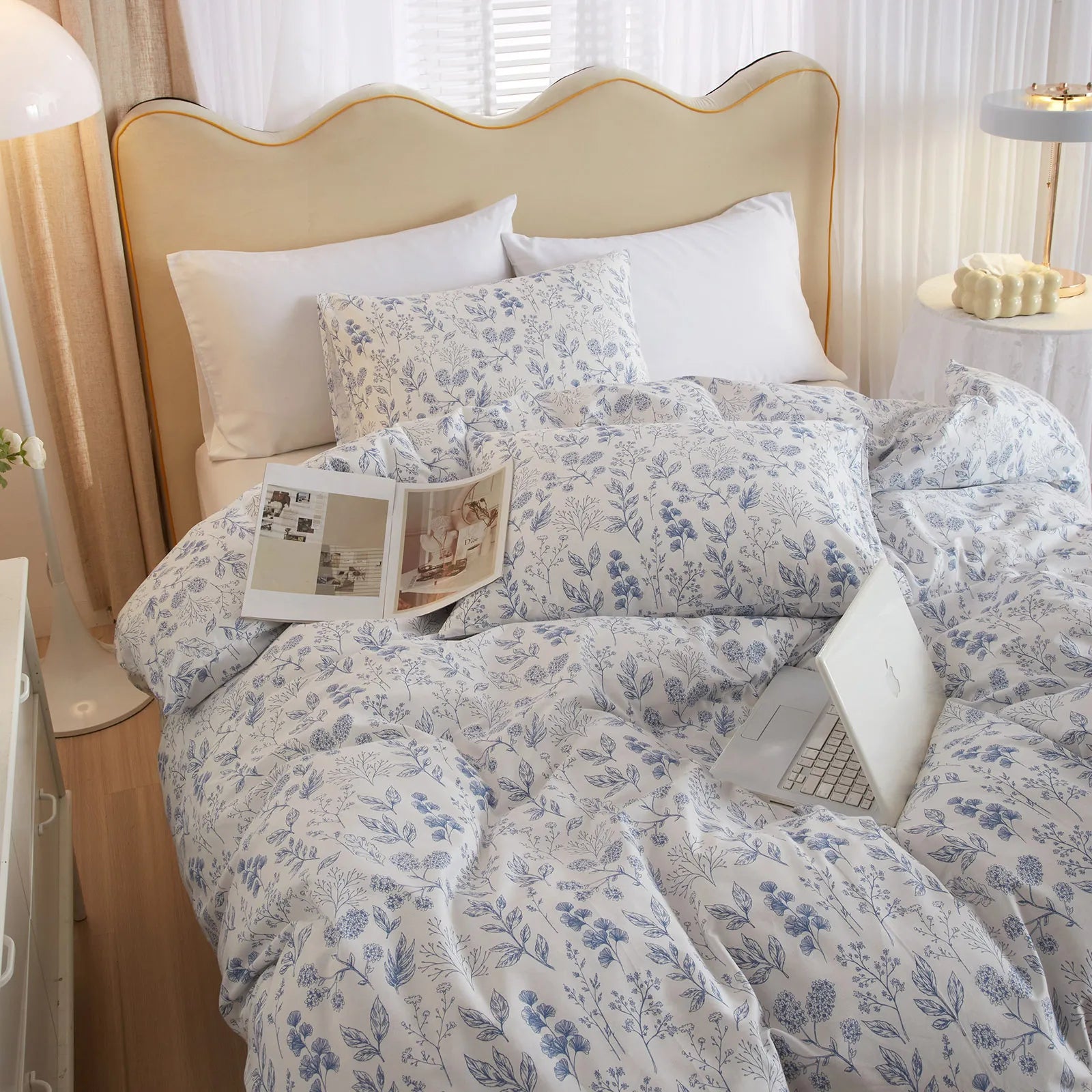 Tranquil Petal Cozy Soft Floral 100% Cotton Duvet Cover Set