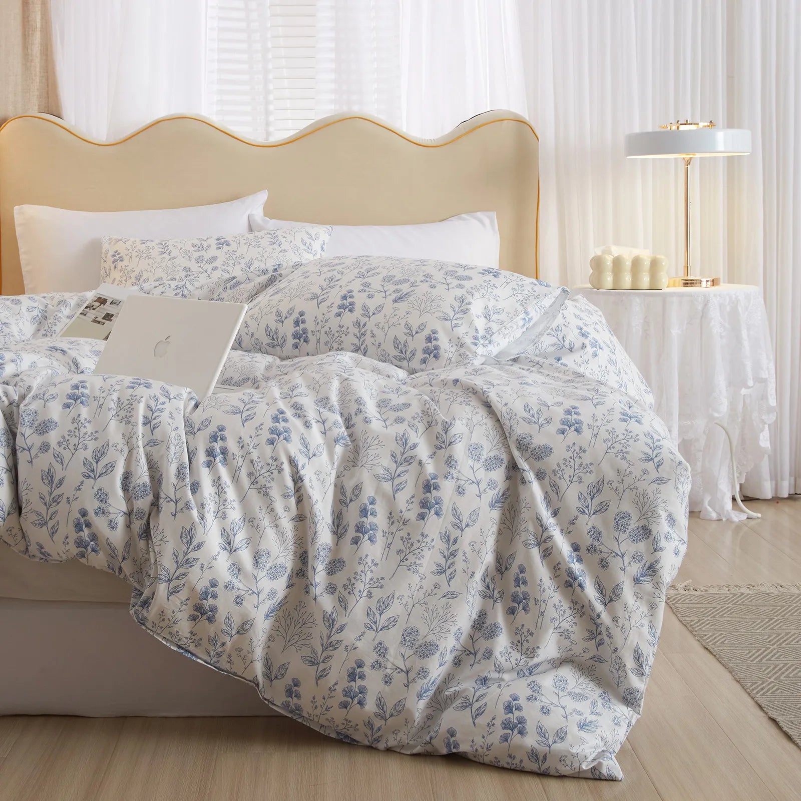 Tranquil Petal Cozy Soft Floral 100% Cotton Duvet Cover Set