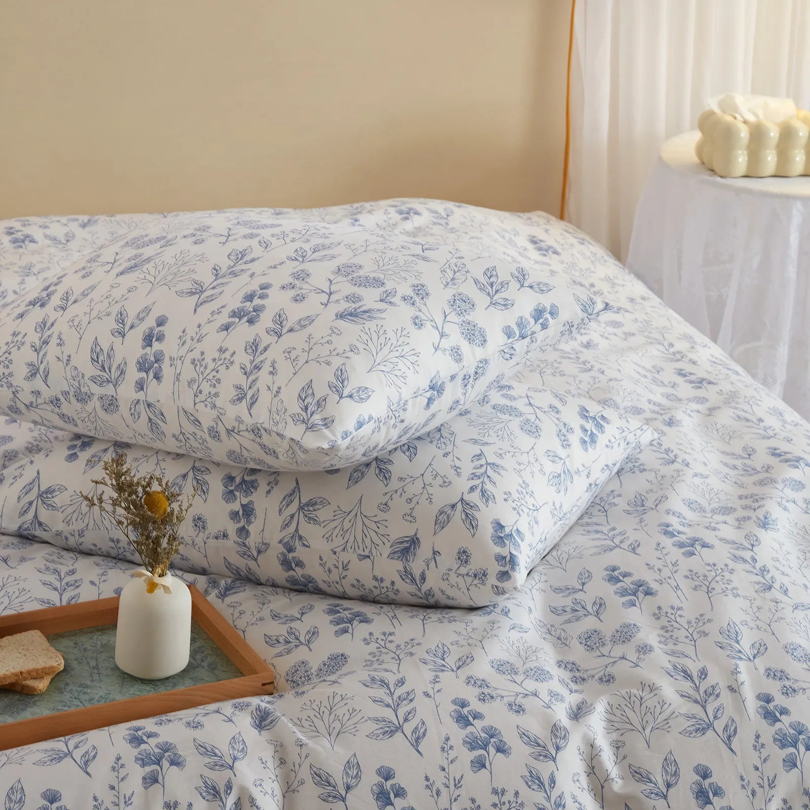 Tranquil Petal Cozy Soft Floral 100% Cotton Duvet Cover Set