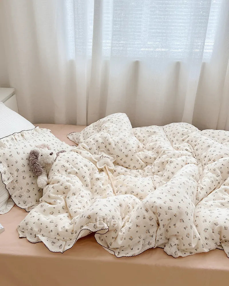Blooming Rose Cotton Muslin Zipper Baby Duvet Cover
