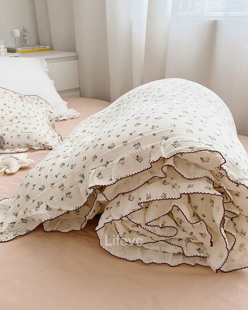 Blooming Rose Cotton Muslin Zipper Baby Duvet Cover