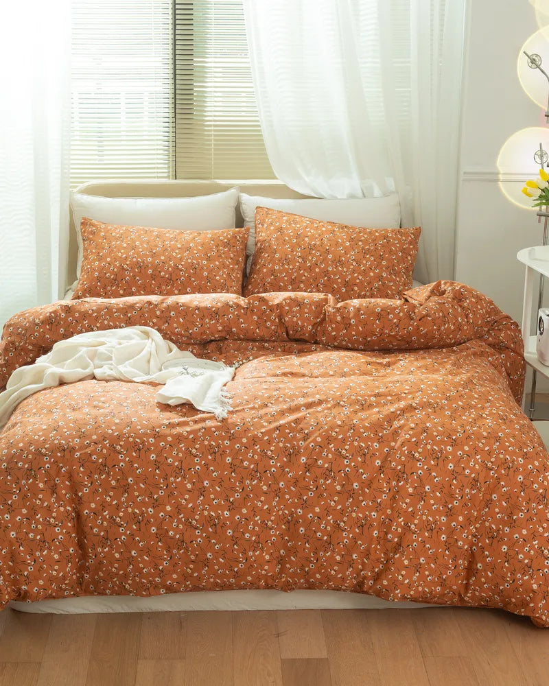 Blossom Charm Modern Floral 100% Cotton Duvet Cover Set