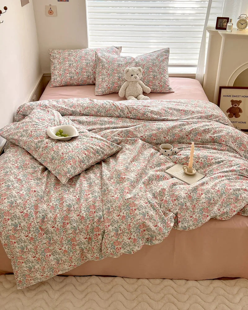 Blossom Haven Breathable Luxury Floral 100% Cotton Duvet Cover Set