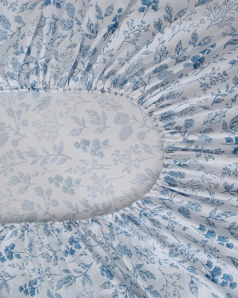 Blue Serenity Skin-friendly Floral Sheet and Pillowcase Set