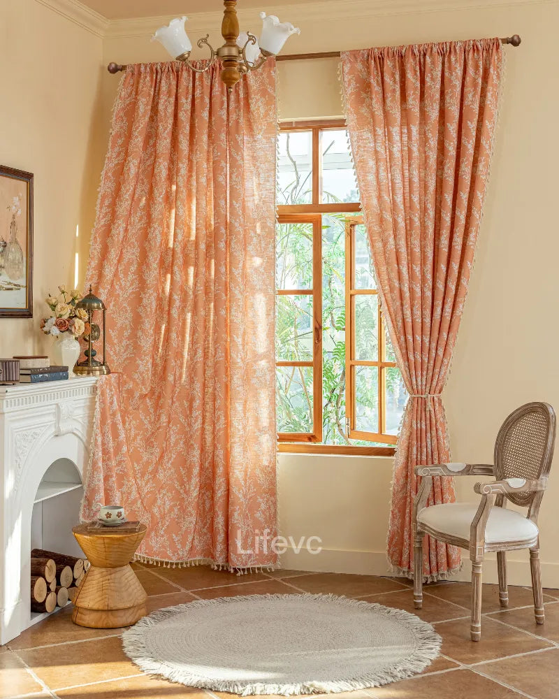 Citrus Fragrance Luxurious Floral Sheer Curtains