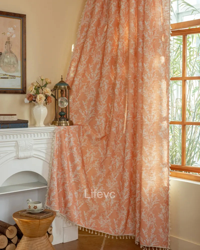 Citrus Fragrance Luxurious Floral Sheer Curtains