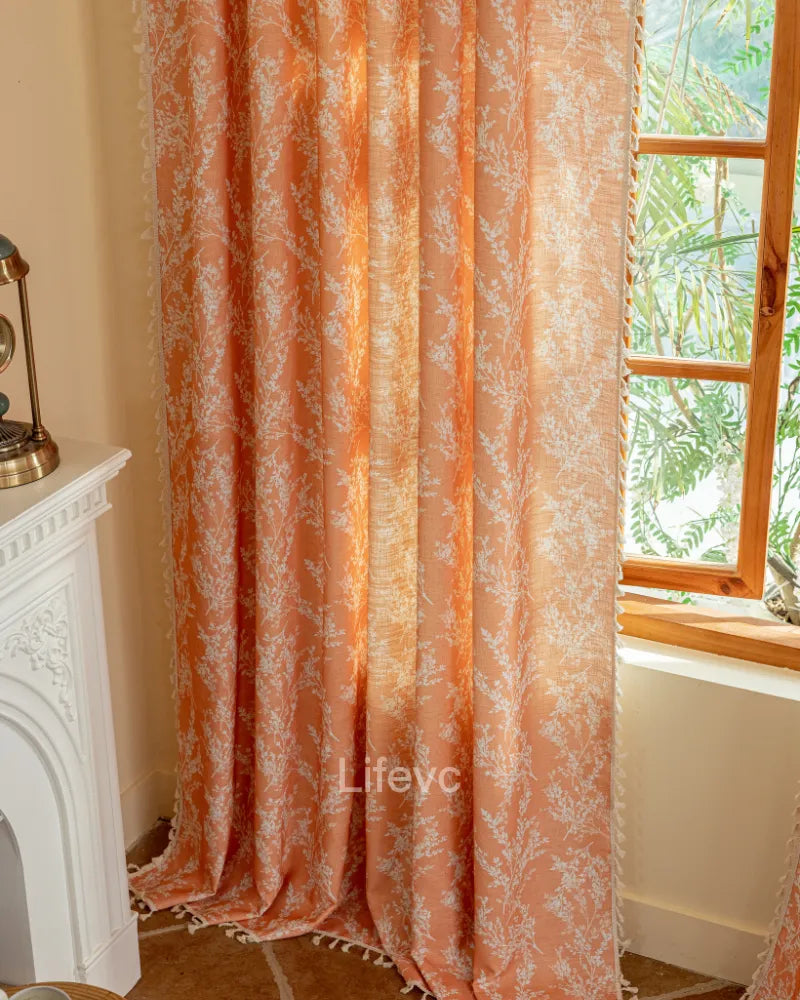 Citrus Fragrance Luxurious Floral Sheer Curtains