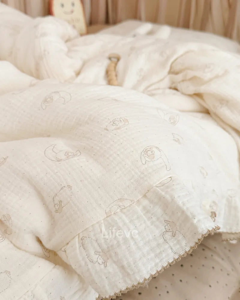 Cozy Lamb Haven Soft Skin-Friendly Duvet Cover Muslin Cotton Baby Duvet Cover