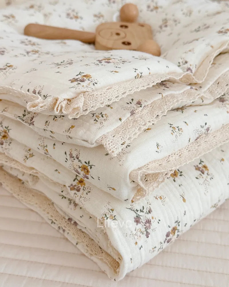 Crape Myrtle Ultra Soft Lace Floral Double Gauze Cotton Baby Quilt