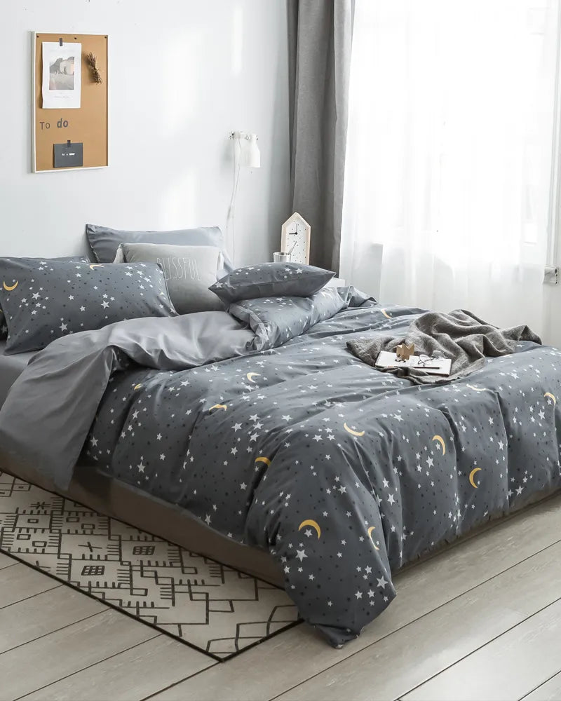 Dreamy Nights Breathable Star and Moon Cotton Duvet Cover Set