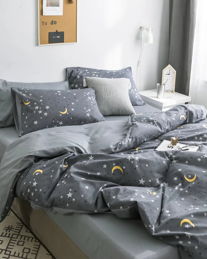 Dreamy Nights Breathable Star and Moon Cotton Duvet Cover Set