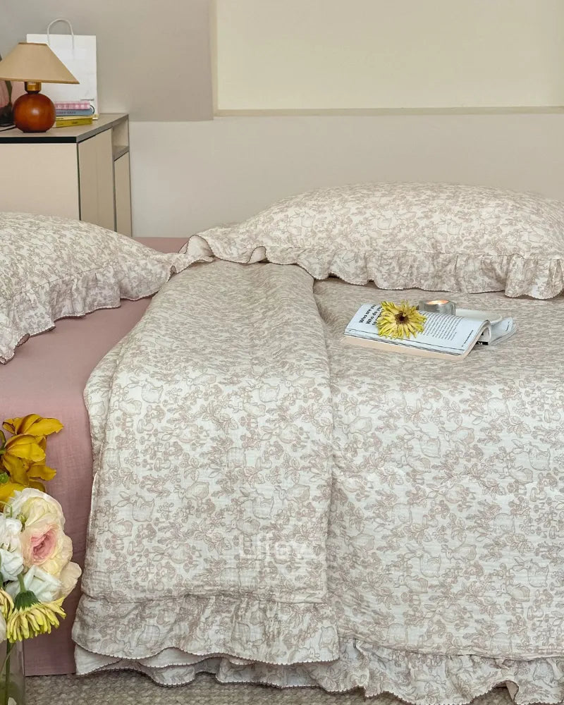 Dreamy Forest Cozy 100% Cotton Muslin Ruffled Baby Quilt