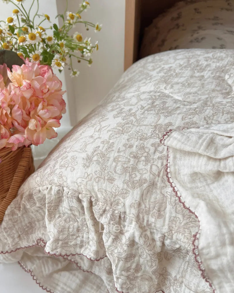 Dreamy Forest Cozy 100% Cotton Muslin Ruffled Baby Quilt