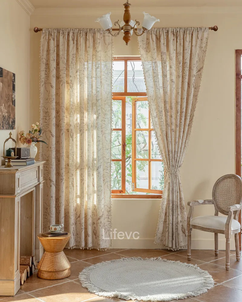Dreamy Garden Vintage Floral White Sheer Curtains