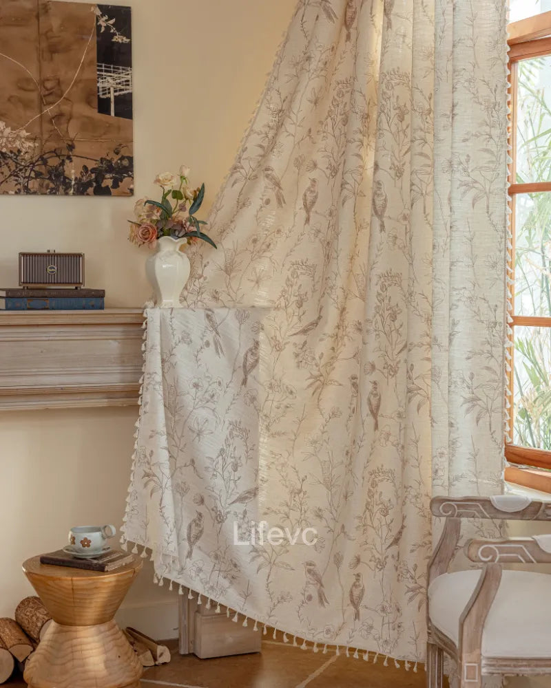 Dreamy Garden Vintage Floral White Sheer Curtains