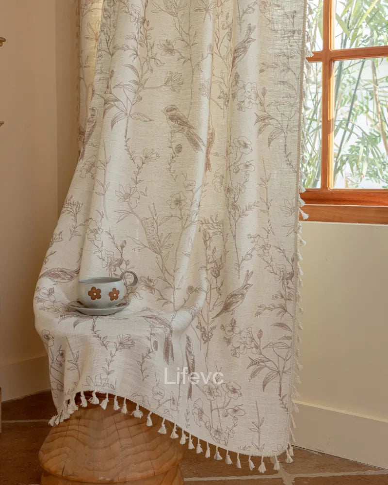 Dreamy Garden Vintage Floral White Sheer Curtains
