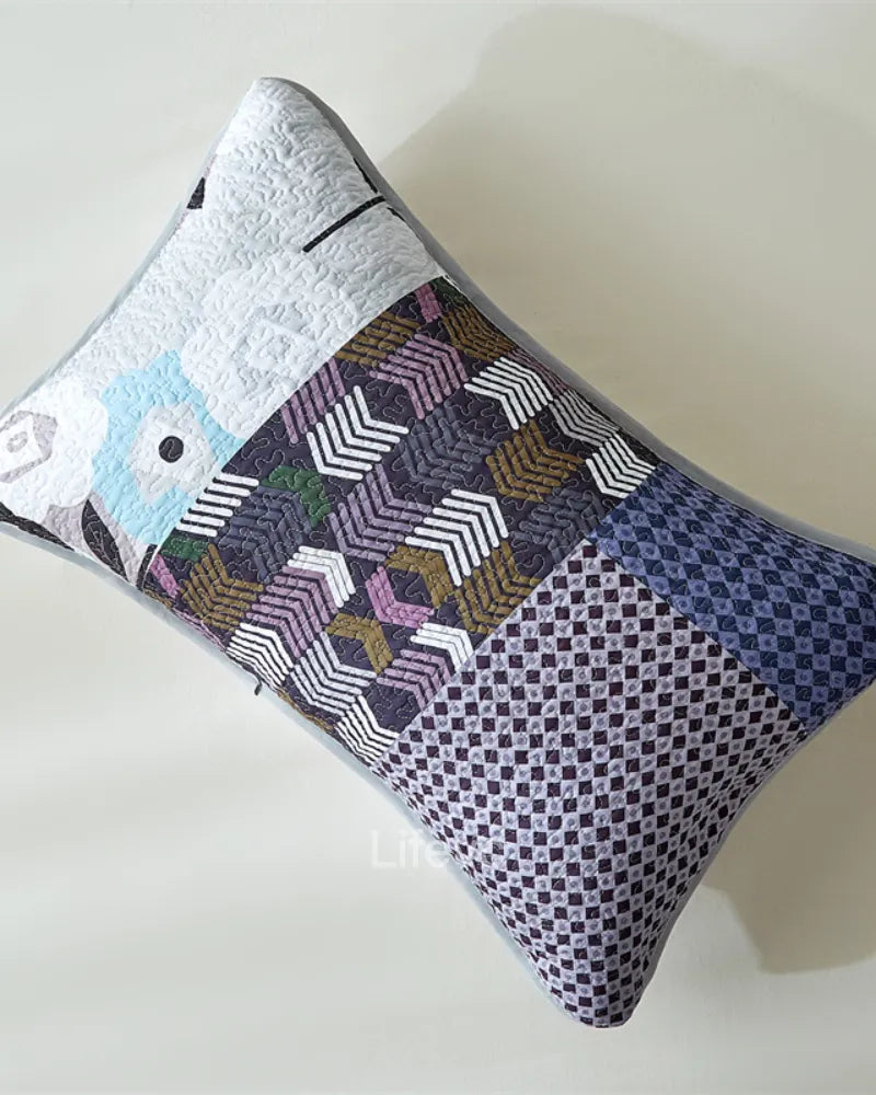 Floral Stripes Garden Style Navy Blue Quilt Set