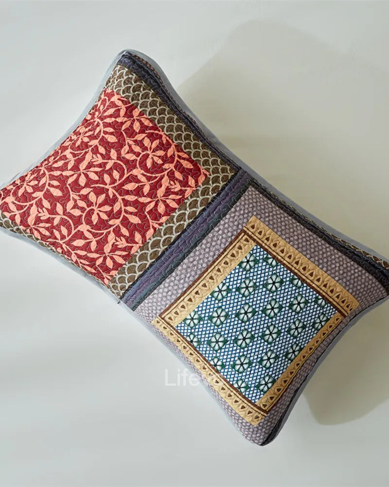 Floral Stripes Garden Style Red Quilt Set