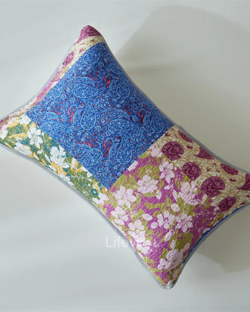Floral Stripes Garden Style Sky Blue Quilt Set