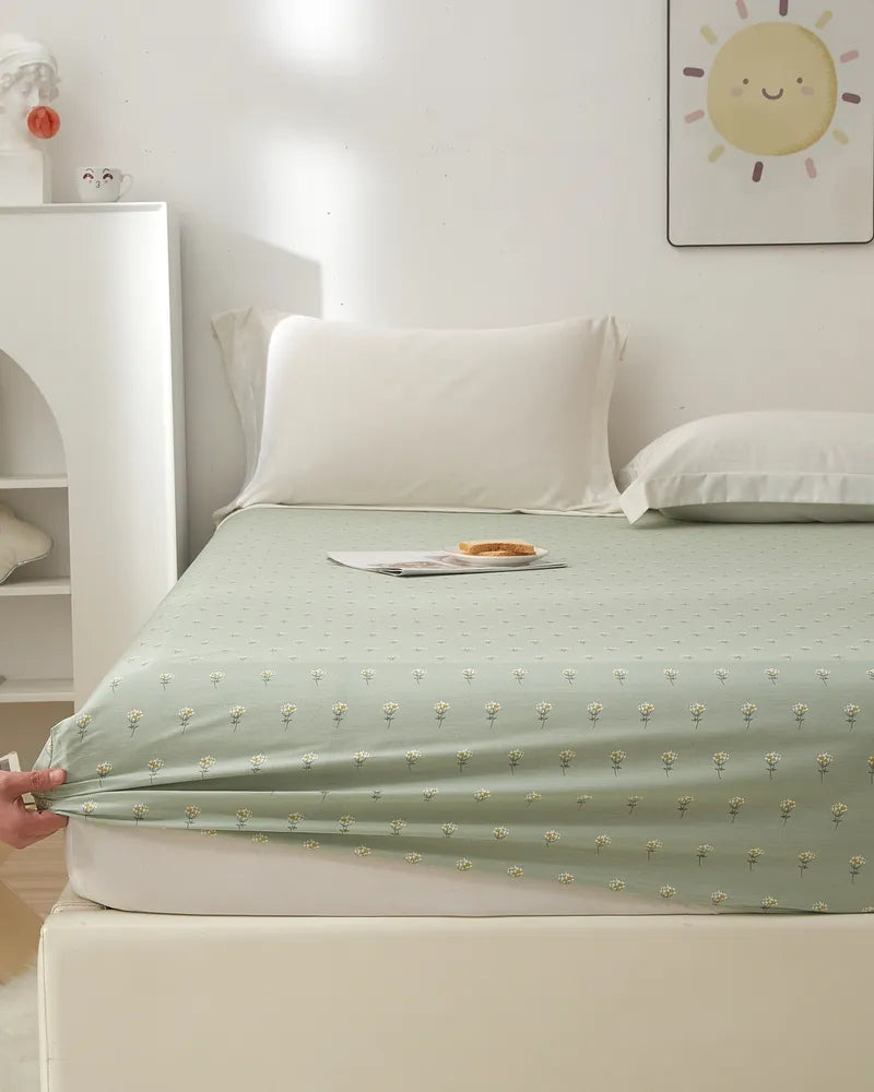 Floral Whispers Comfortable 100% Cotton Floral Fitted Sheet