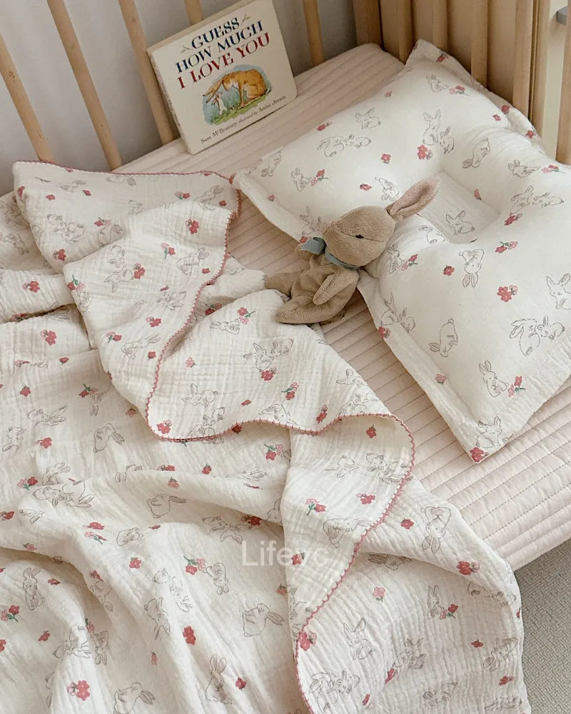 LC Bunny Baby Blankets Print Baby Quilt for Girls Boys