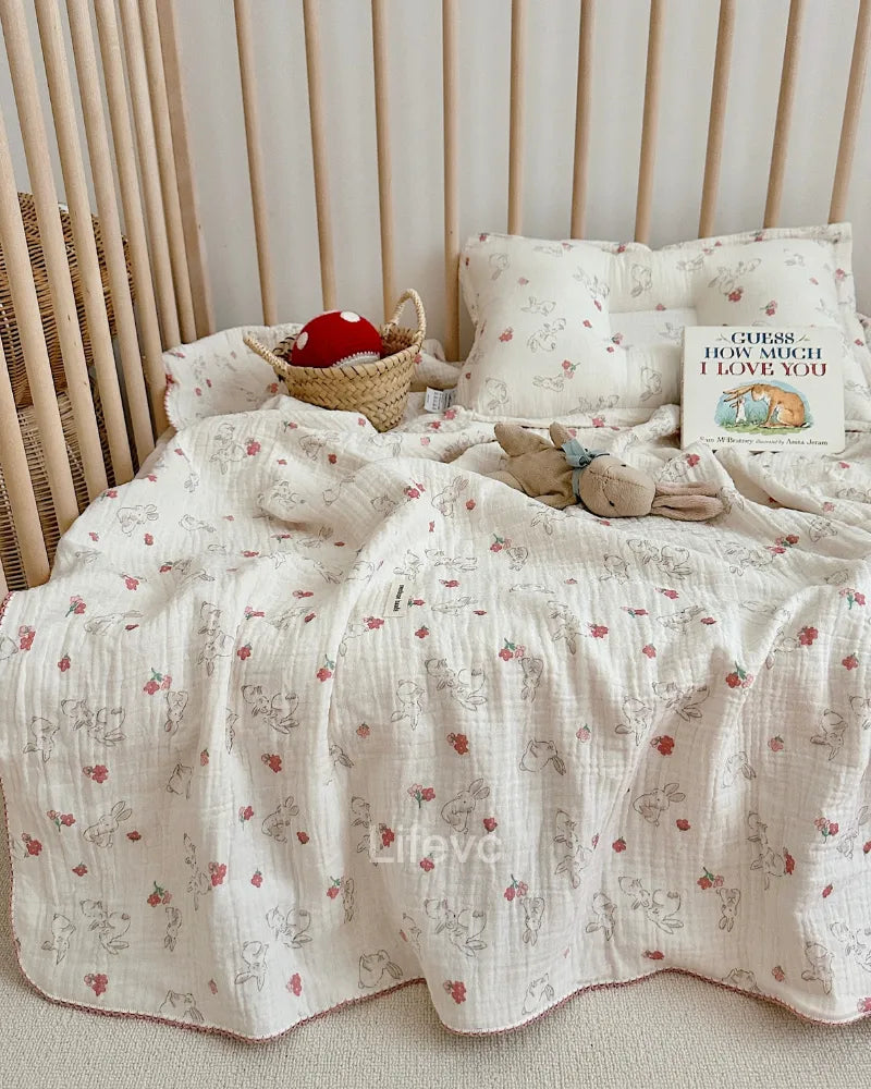 LC Bunny Baby Blankets Print Baby Quilt for Girls Boys