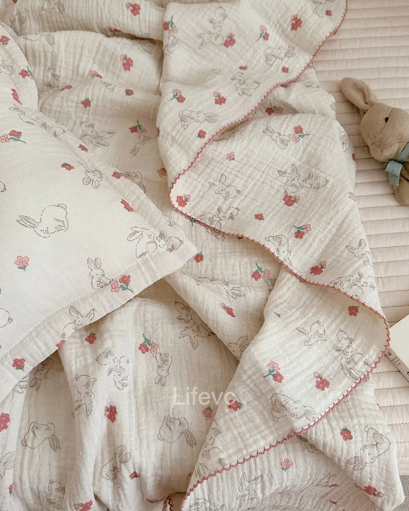 LC Bunny Baby Blankets Print Baby Quilt for Girls Boys