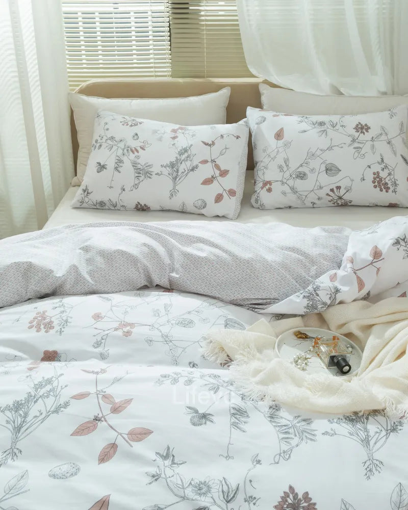 LC Cotton Floral Duvet Cover Set Garden Bedding Cover Set