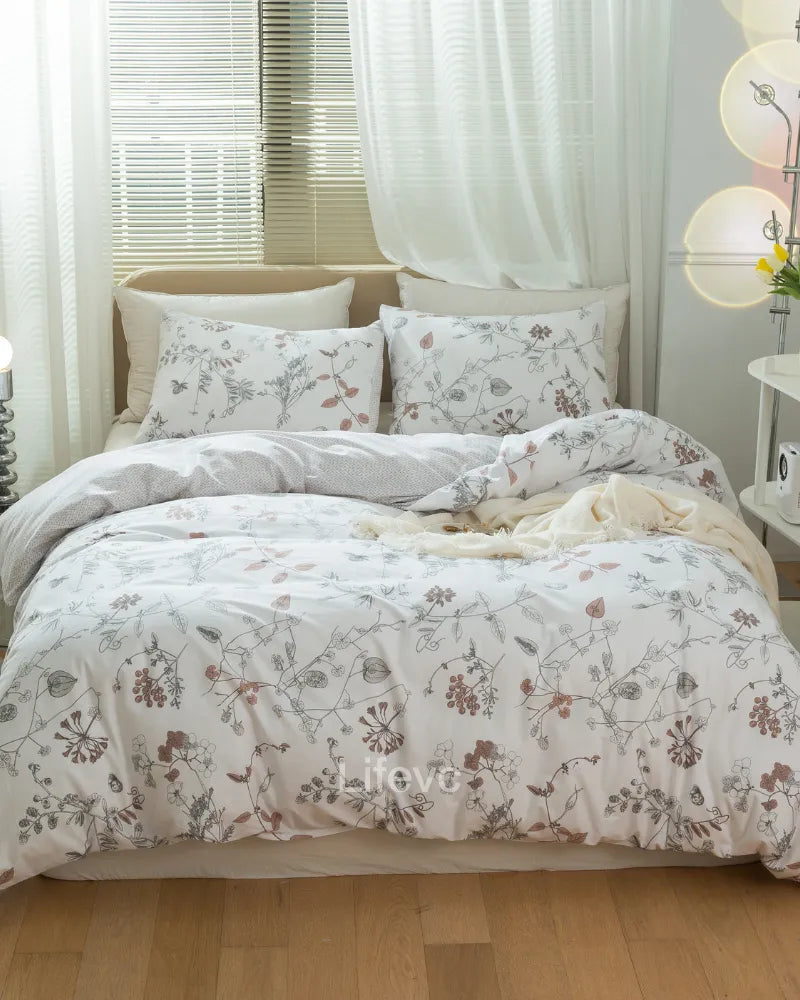 LC Cotton Floral Duvet Cover Set Garden Bedding Cover Set