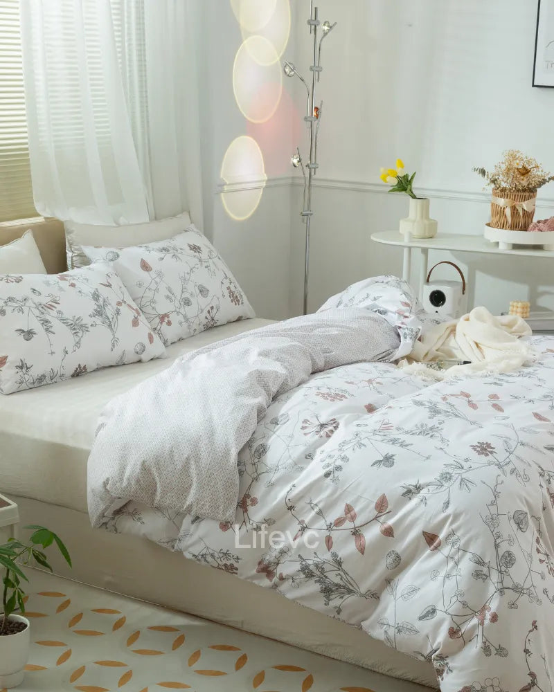 LC Cotton Floral Duvet Cover Set Garden Bedding Cover Set